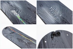 Nitro splitboard studio detail shots — topsheet, hardware, tip, tail and base